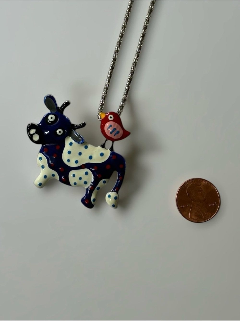 Betsey Johnson Cow & Bird Necklace Brooch Pin - Picture 9 of 12